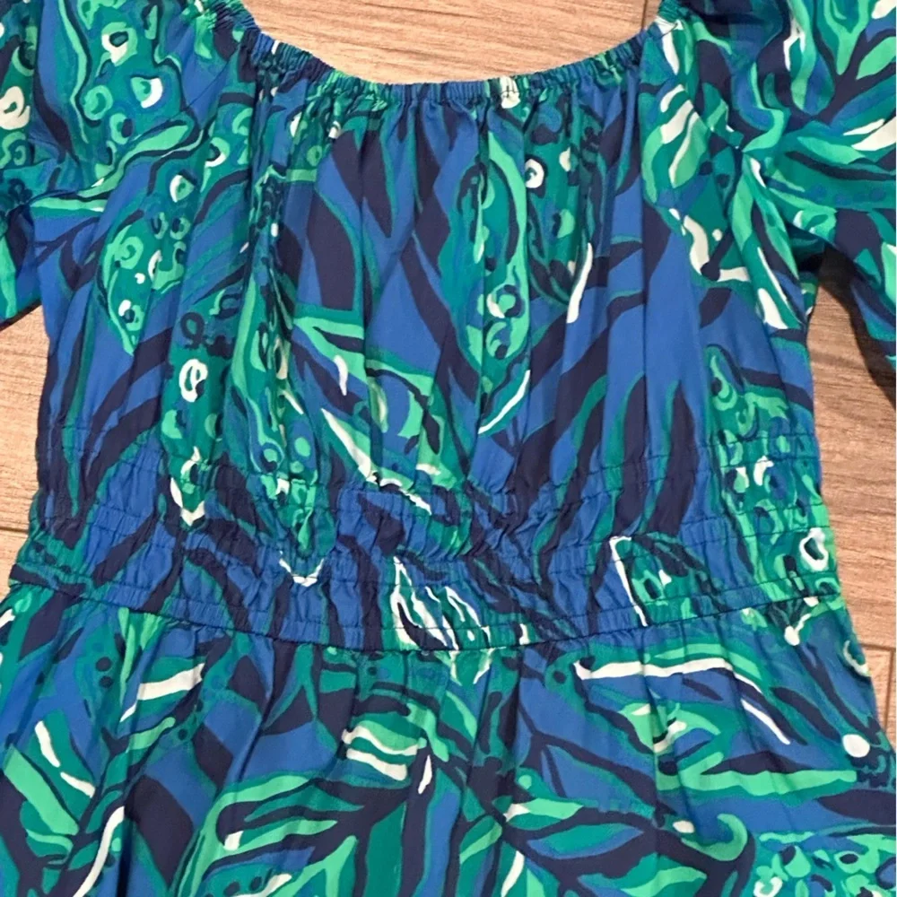 Lilly Pulitzer Lakira Cotton Vibrant Blue and Green Maxi Dress Size Small - Picture 3 of 9